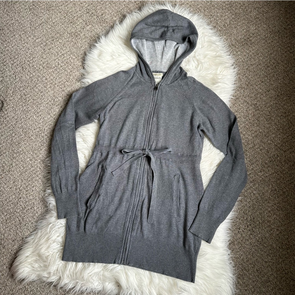 American Stars Gray Zip-Up Maternity Cashmere Blend Hoodie Cardigan Size M